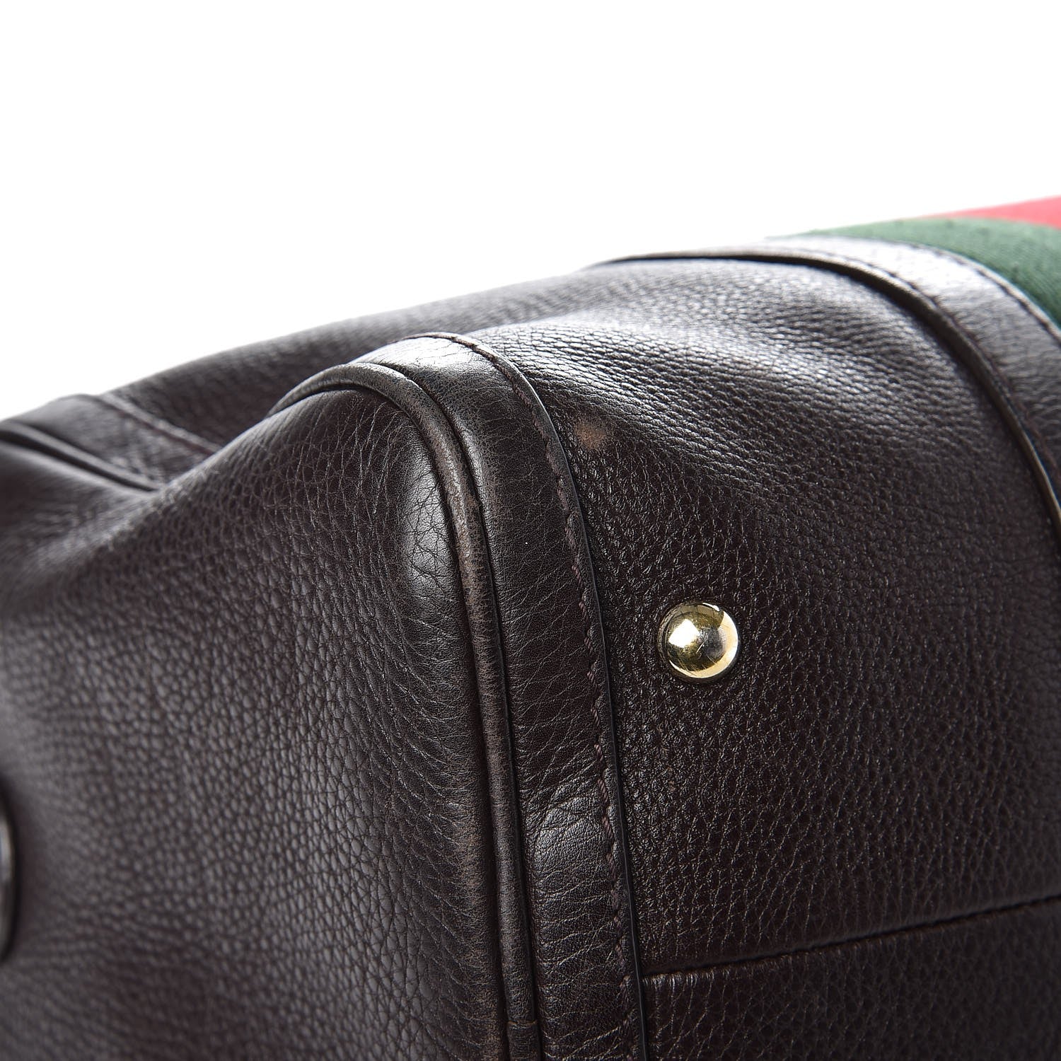 Gucci Calfskin Vintage Web Medium Boston Dark Brown 13 of 18