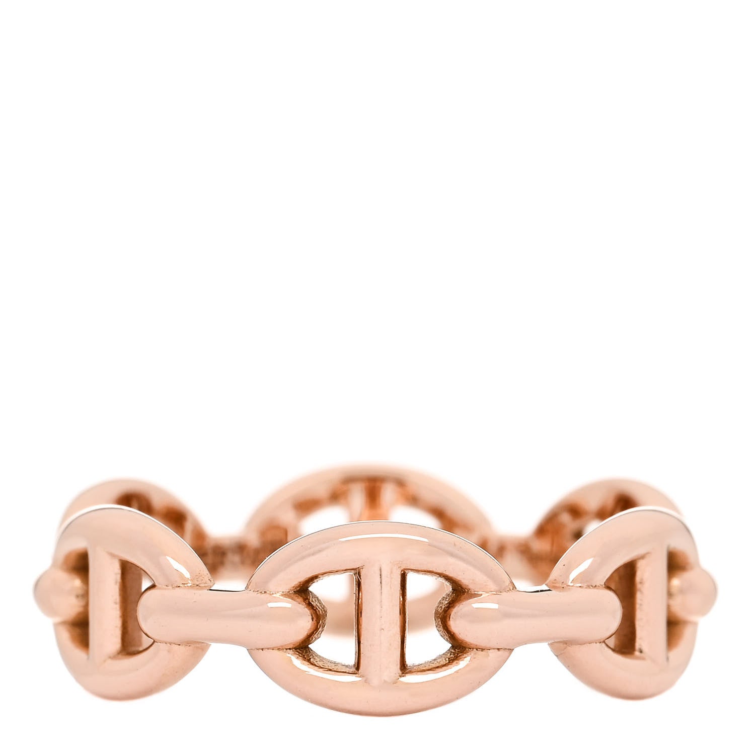 Hermes 18K Rose Gold PM Chaine D'Ancre Enchainee Ring 51 5.75 1 of 9