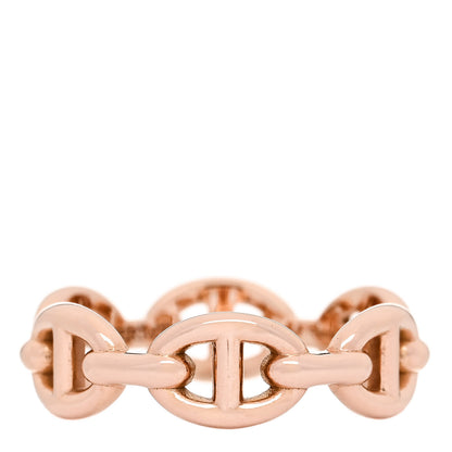 Hermes 18K Rose Gold PM Chaine D'Ancre Enchainee Ring 51 5.75 1 of 9