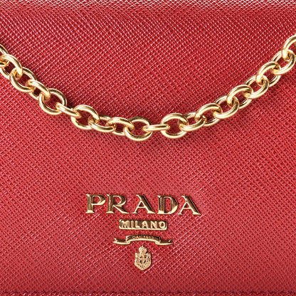 Prada Saffiano Metal Mini Flap Crossbody Wristlet Bag Fuoco 5 of 7