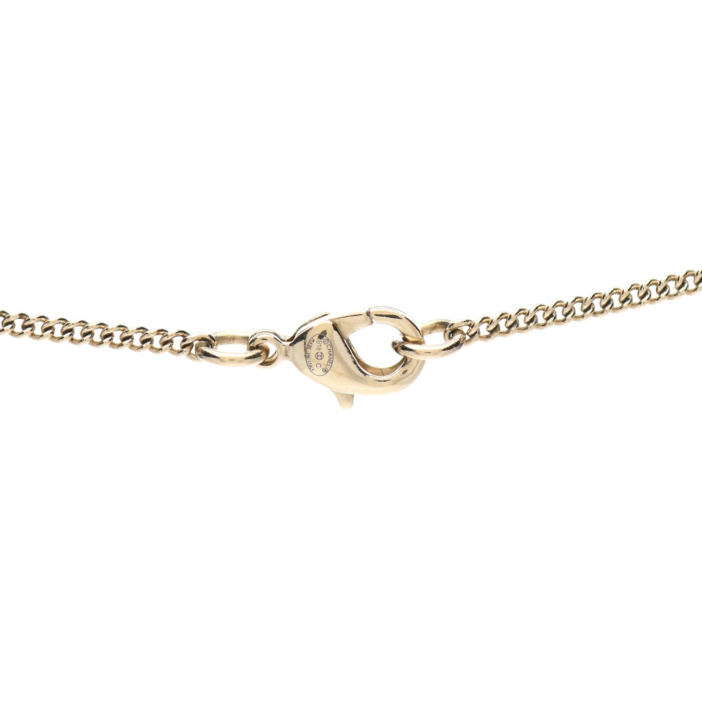 Enamel Pearl CC Flower Necklace Gold Pink