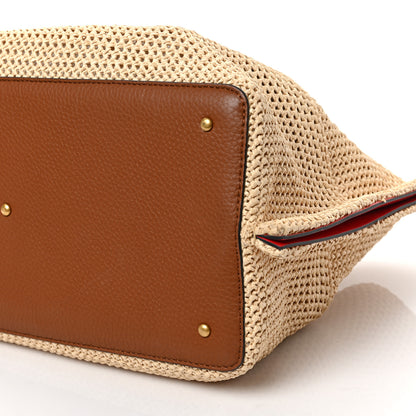 Valentino Garavani Raffia Grained Calfskin Medium Rockstud Vlogo Tote Naturale 8 of 8