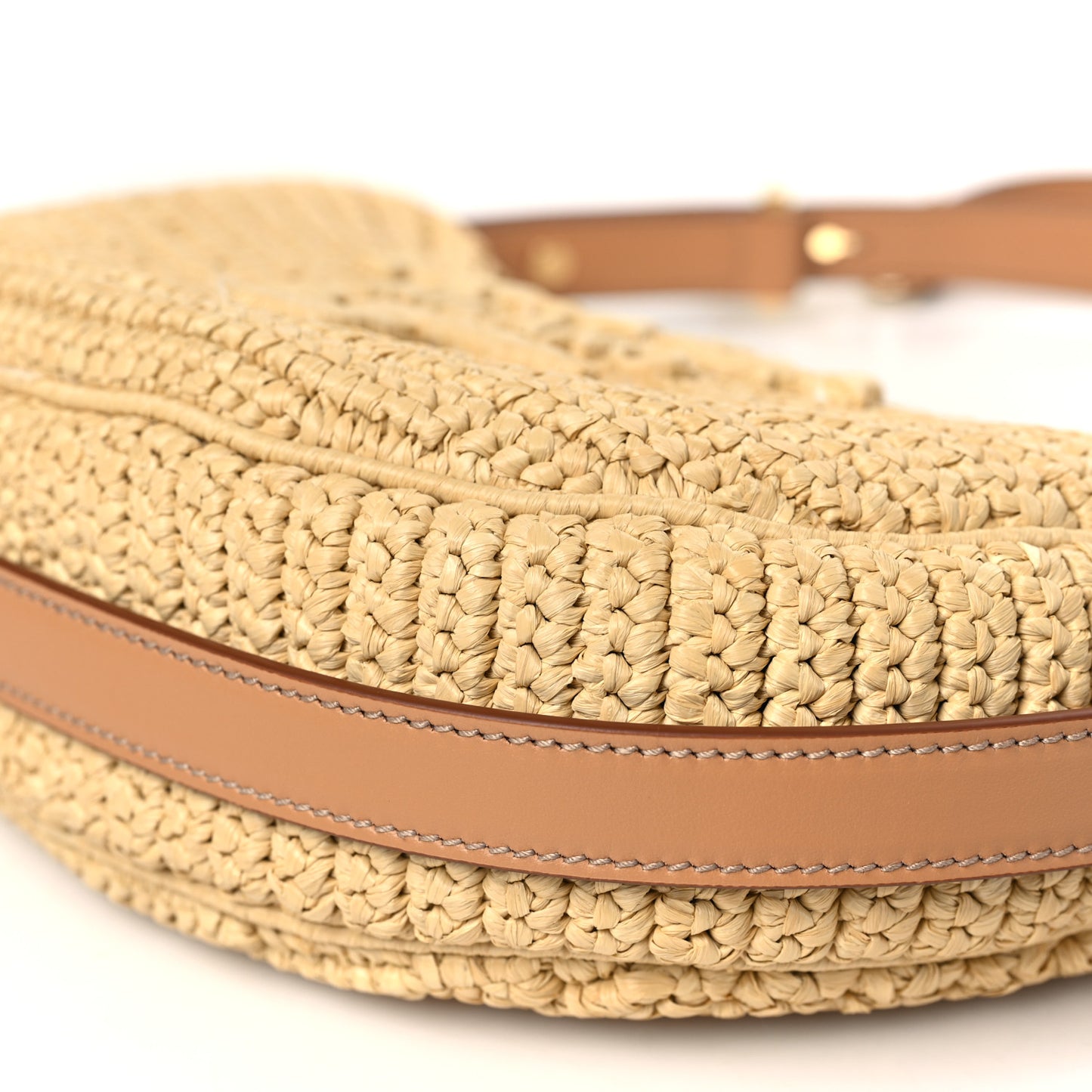 Yarn Raffia Effect Crochet Arque Shoulder Bag Natural