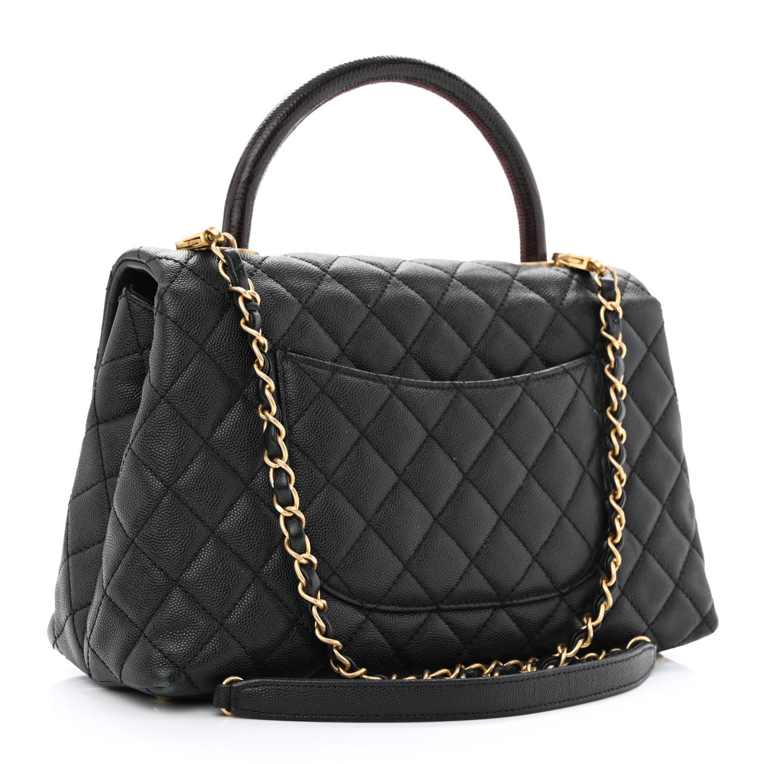 Chanel Caviar Lizard Embossed Quilted Small Coco Handle Flap Black 2 of 11