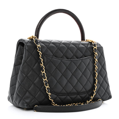 Chanel Caviar Lizard Embossed Quilted Small Coco Handle Flap Black 2 of 11