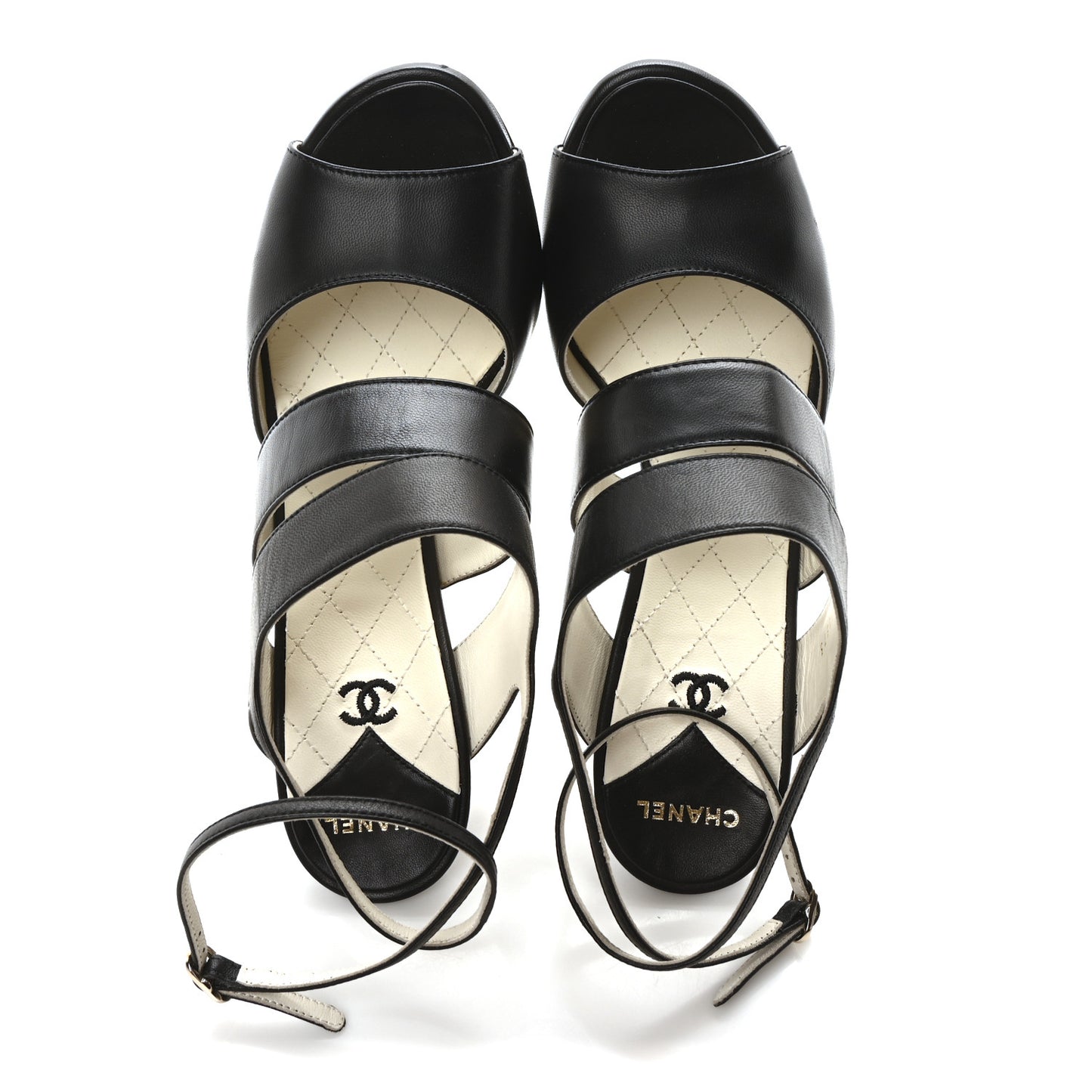Lambskin CC Strappy Sandal 37 Black
