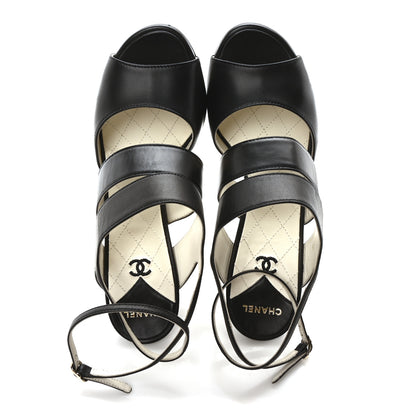 Chanel Lambskin CC Strappy Sandal 37 Black 2 of 9