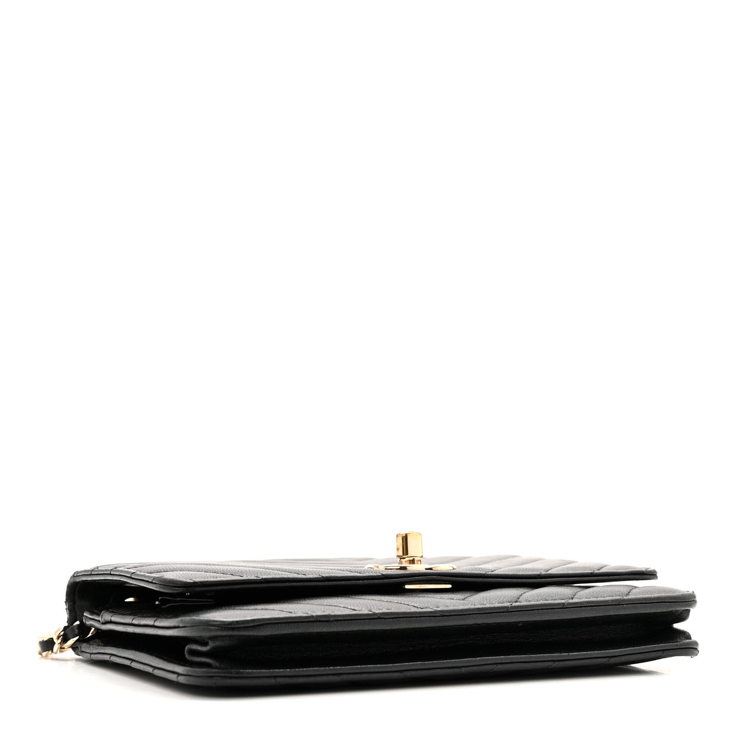 Chanel Lambskin Chevron Quilted Trendy CC Wallet On Chain WOC Black 4 of 15