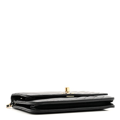 Chanel Lambskin Chevron Quilted Trendy CC Wallet On Chain WOC Black 4 of 15