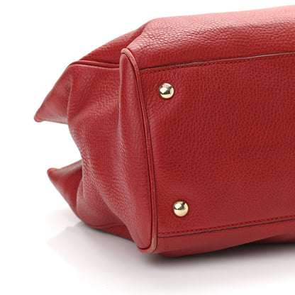 Gucci Pebbled Calfskin Medium Bamboo Shopper Tote Red 10 of 11