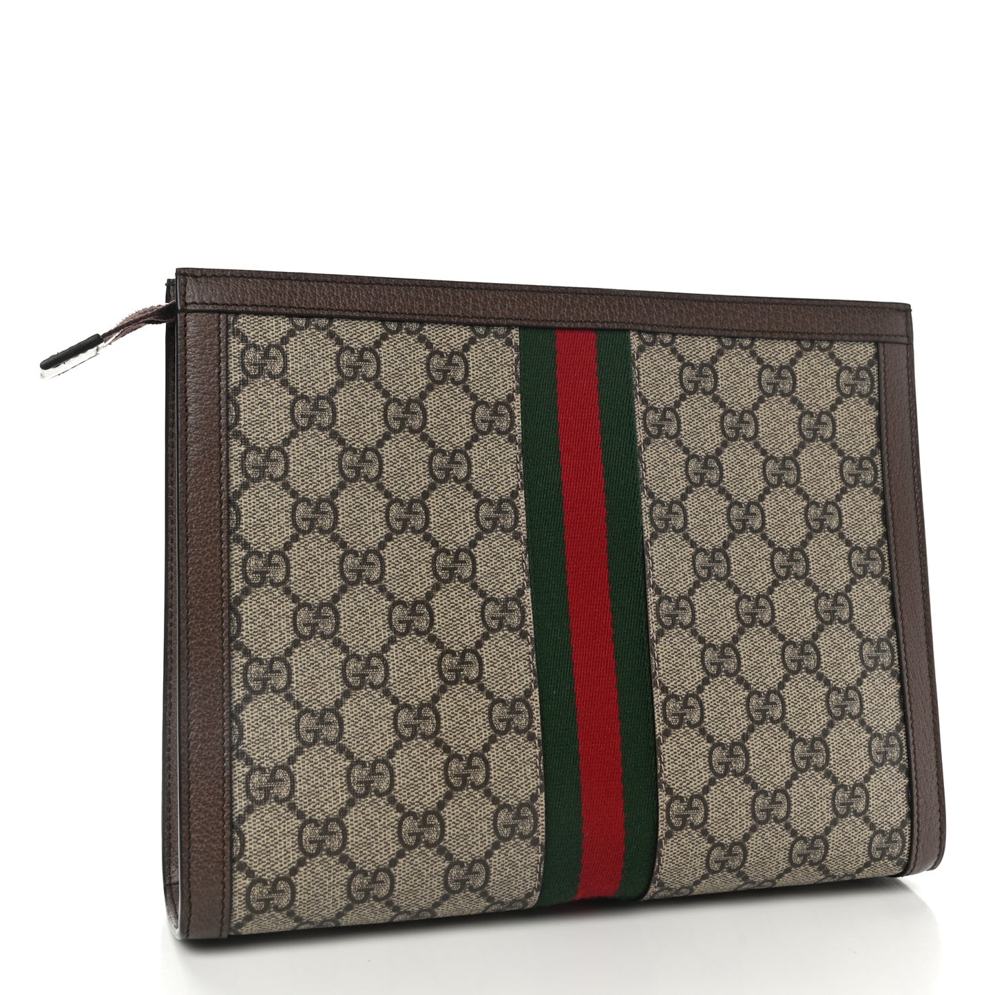 GG Supreme Monogram Web Ophidia Pouch Brown