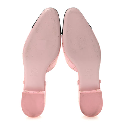 Chanel Suede Crystal Grosgrain Cap Toe CC Slingback Flats 40 Pink Gold Black 6 of 10