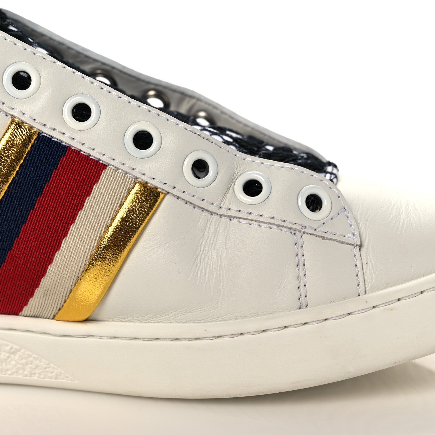 Gucci Calfskin Lace Ayers Sylvie Web New Womens Ace High Top Sneakers 37 White 8 of 10