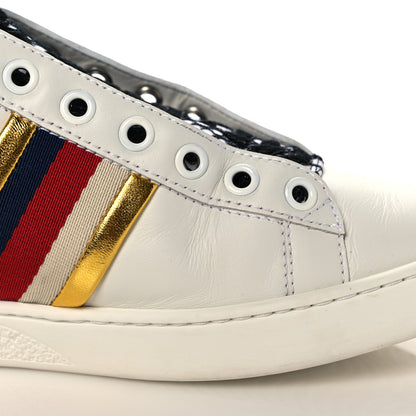 Gucci Calfskin Lace Ayers Sylvie Web New Womens Ace High Top Sneakers 37 White 8 of 10