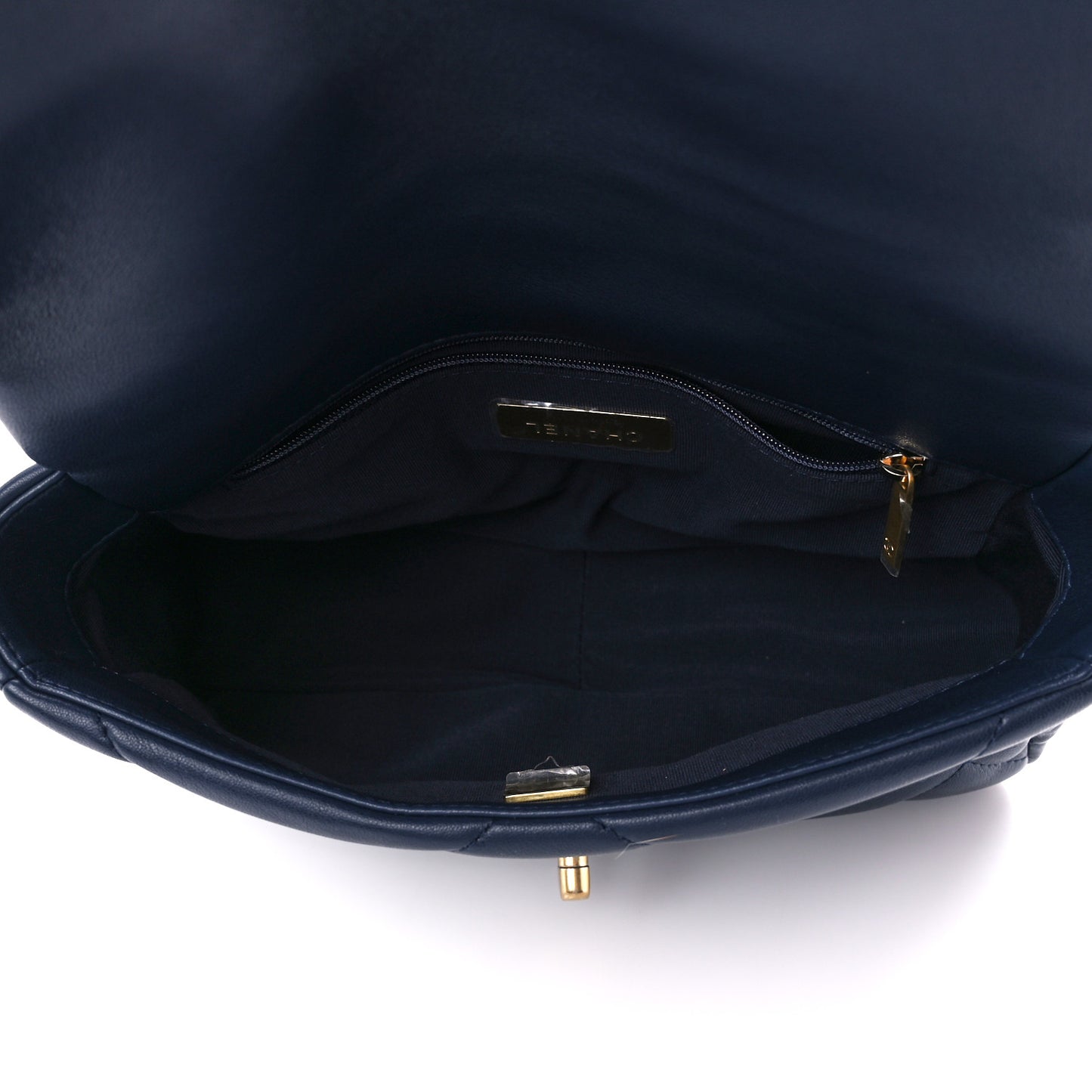 Lambskin Quilted Medium Chanel 19 Flap Navy Blue