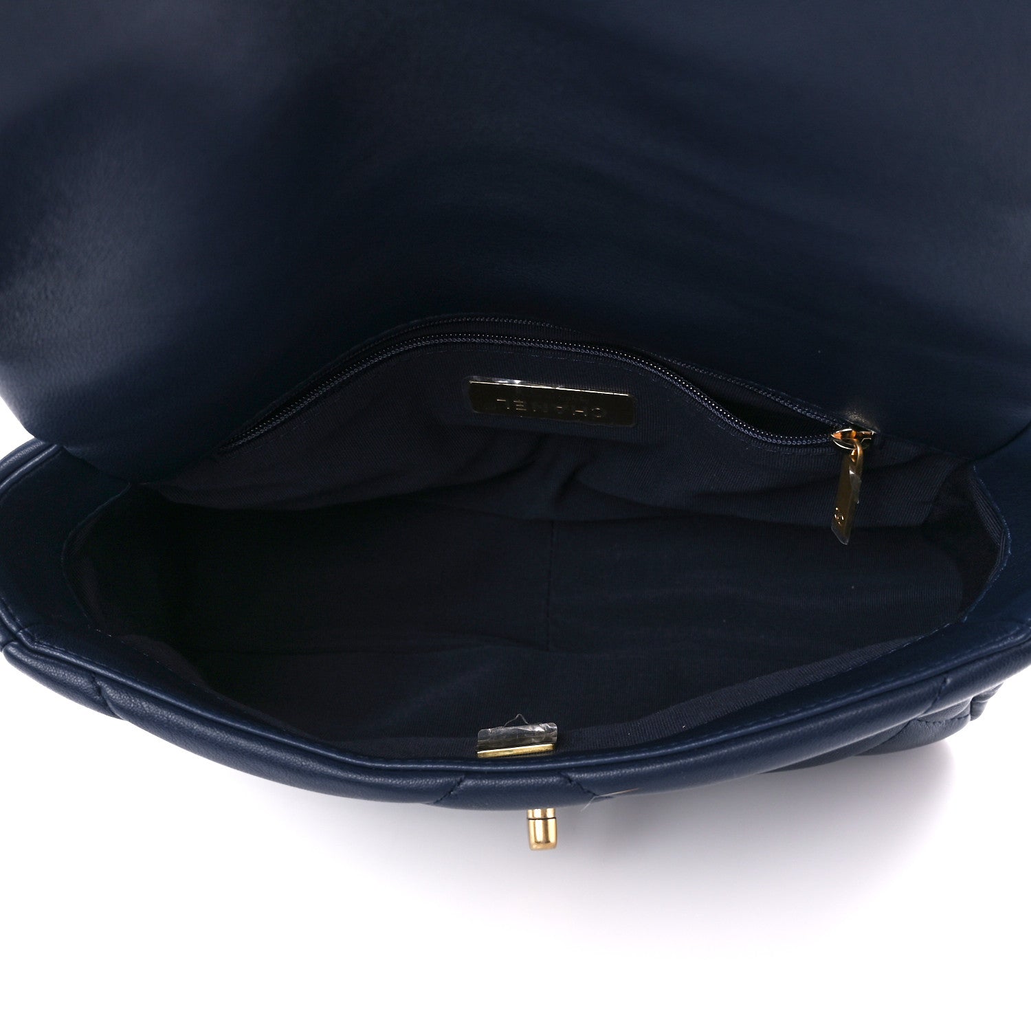 Chanel Lambskin Quilted Medium Chanel 19 Flap Navy Blue 5 of 10