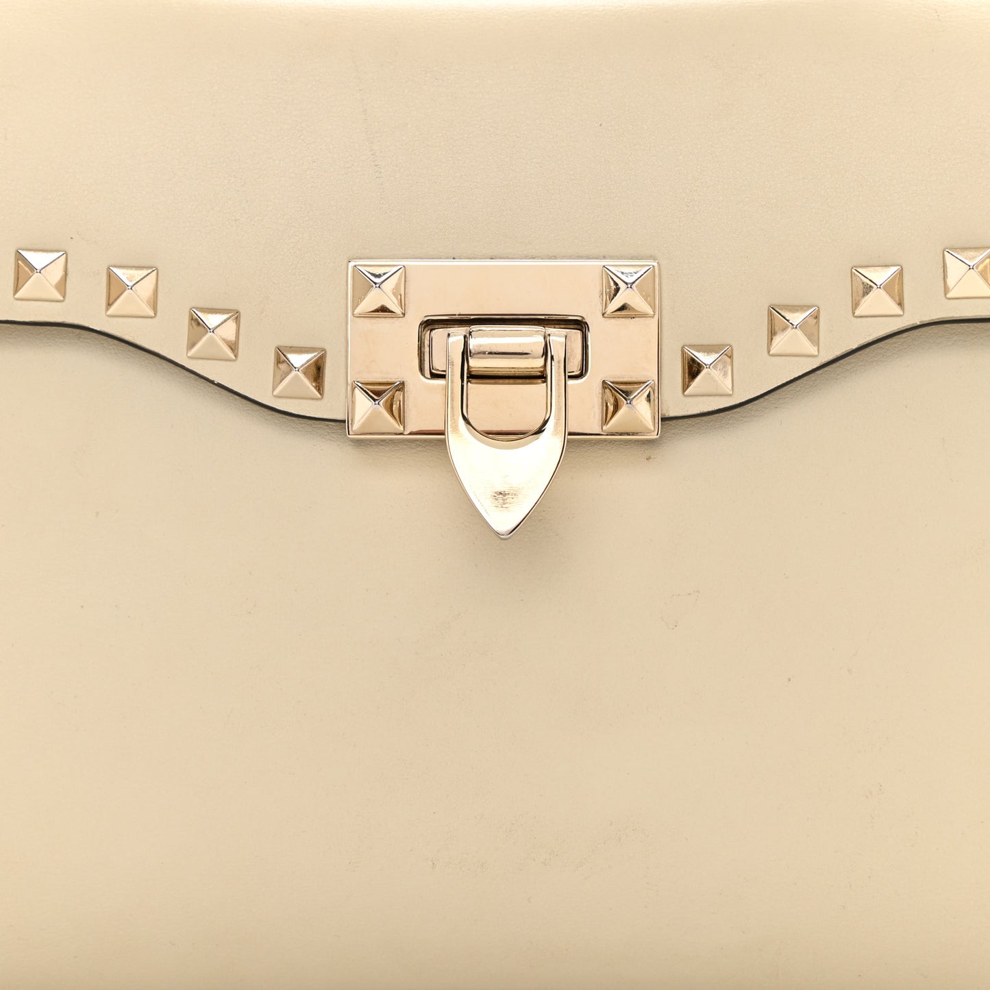 Vitello Small Rockstud Single Handle Flap Bag Light Ivory