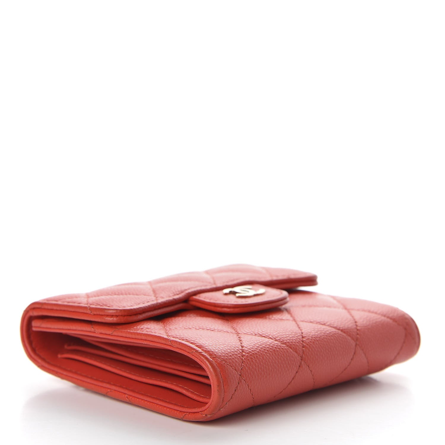 Chanel Caviar Quilted Compact Flap Wallet Red 4 of 8