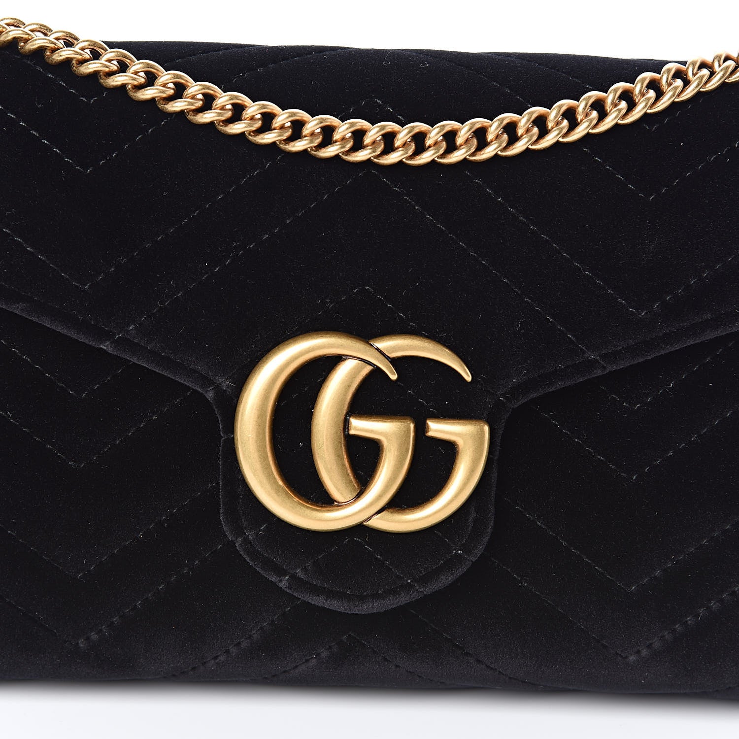 Gucci Velvet Matelasse GG Marmont Chain Wallet Black 9 of 10