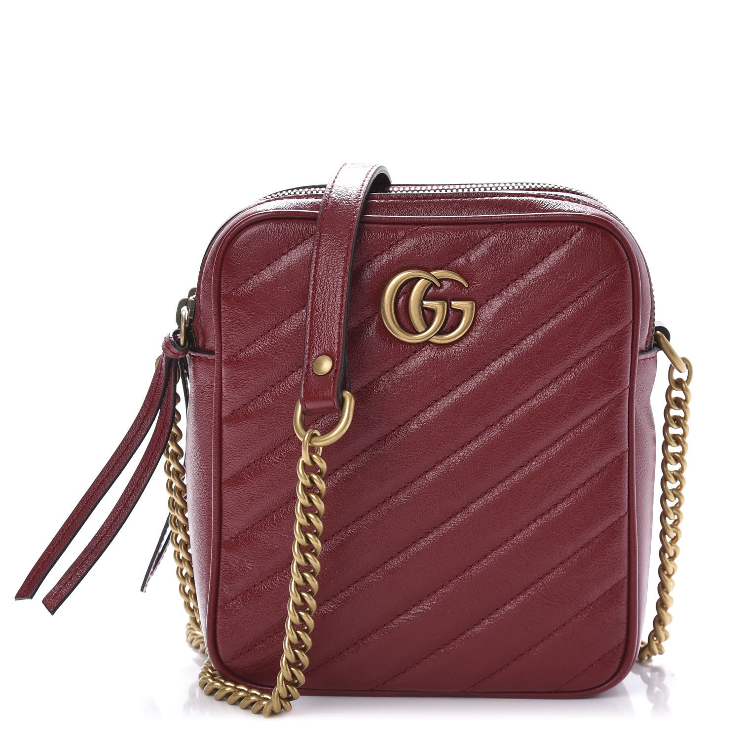 Gucci Azalea Calfskin Matelasse Diagonal Tall GG Marmont Crossbody Bag Romantic Cerise 1 of 11