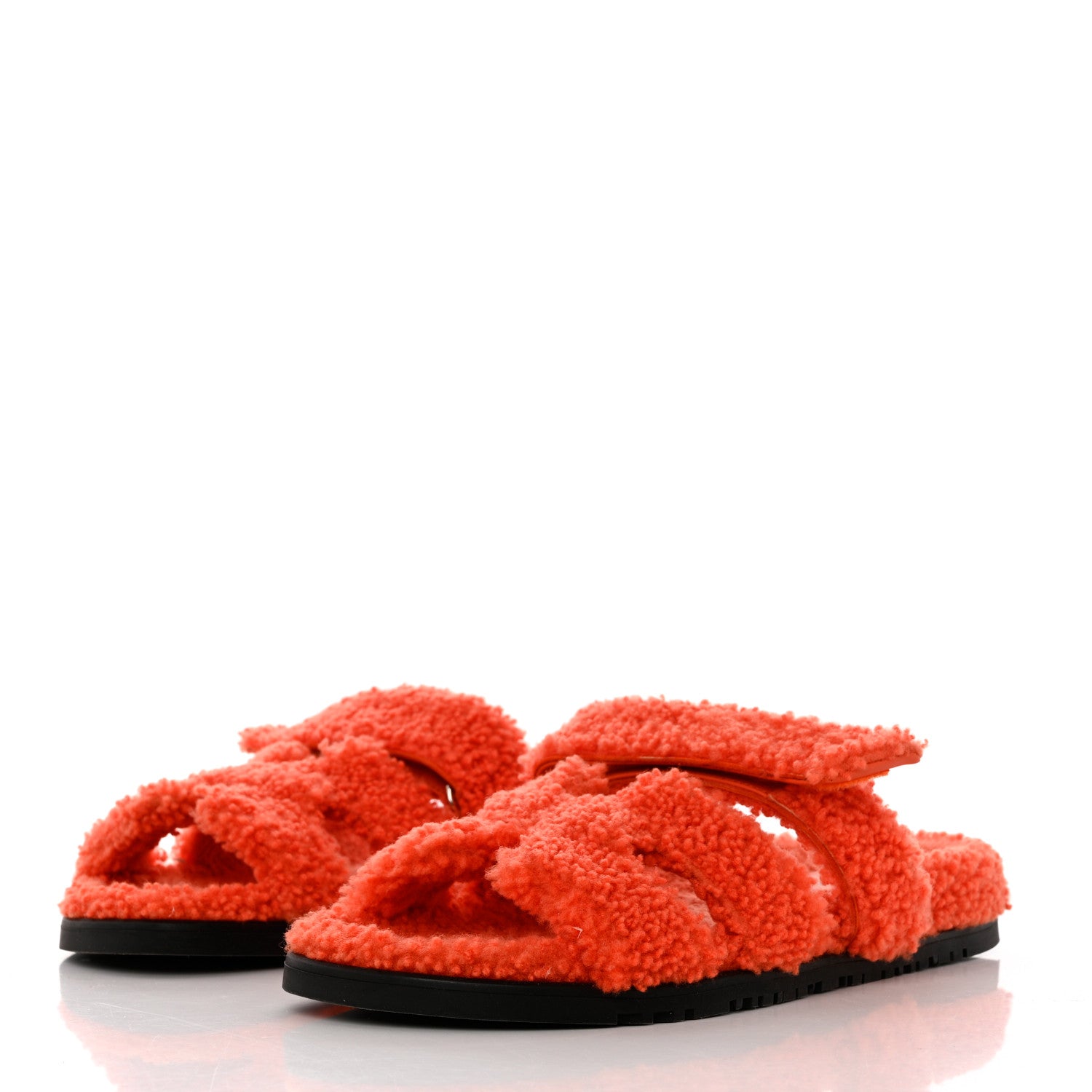 Hermes Woolskin Womens Chypre Sandals 39.5 Orange 3 of 11
