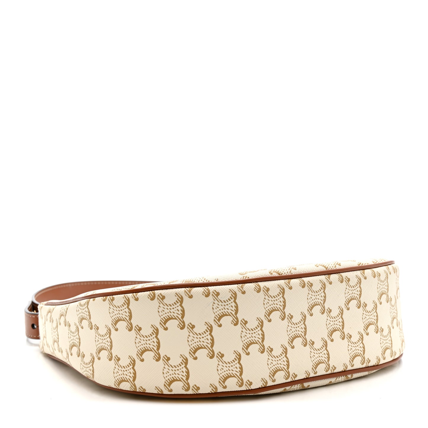 Canvas Calfskin Ava Triomphe Shoulder Bag White
