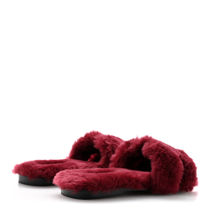 Hermes Woolskin Oran Sandals 39 Rouge H 5 of 9