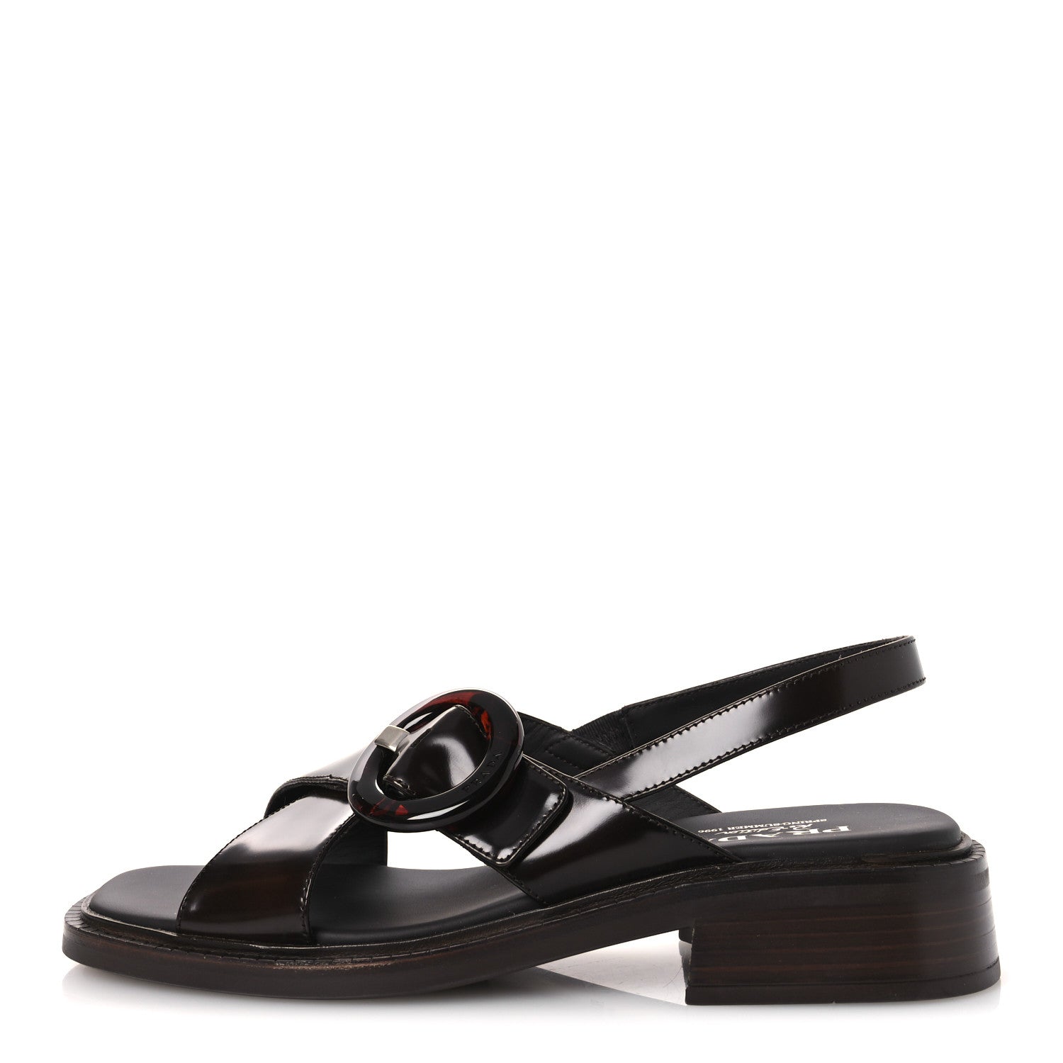 Prada Spazzolato Fume Re-Edition 1996 Buckle Sandals 41 Bruciato 1 of 11