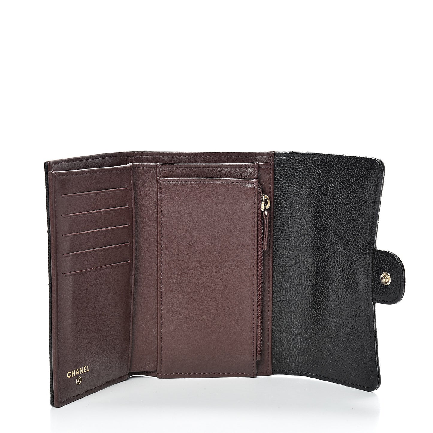 Caviar Quilted Medium Flap Wallet Black