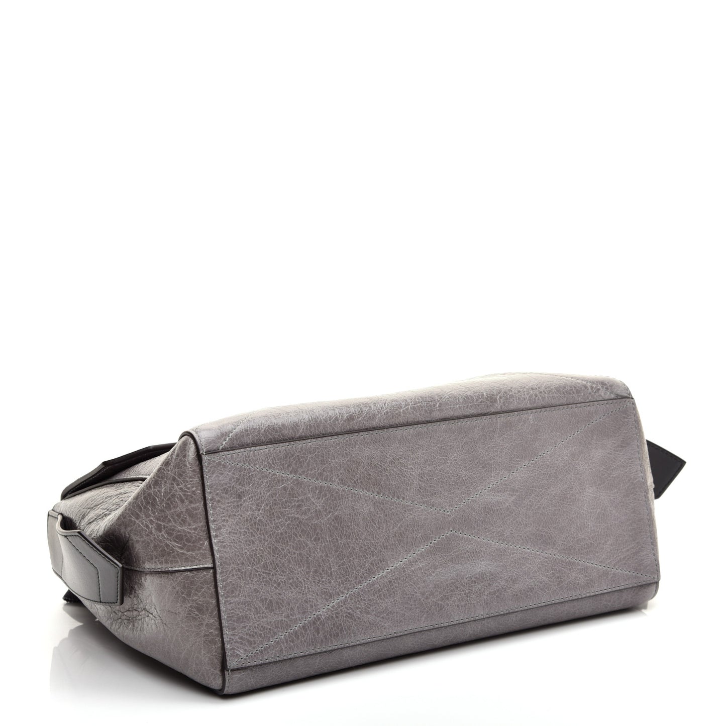 Creased Patent Calfskin Medium ID Flap Pearl Grey