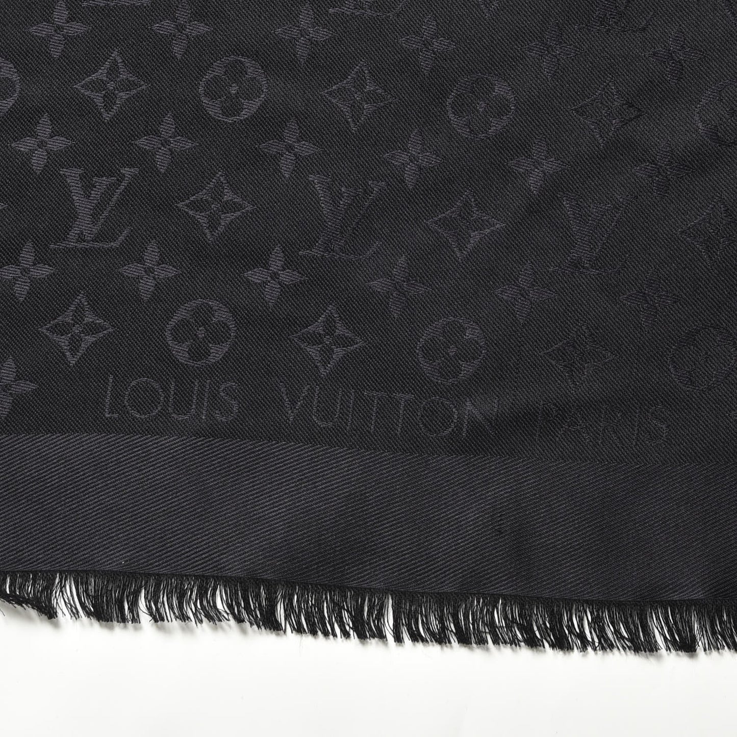 Silk Wool Monogram Shawl Black