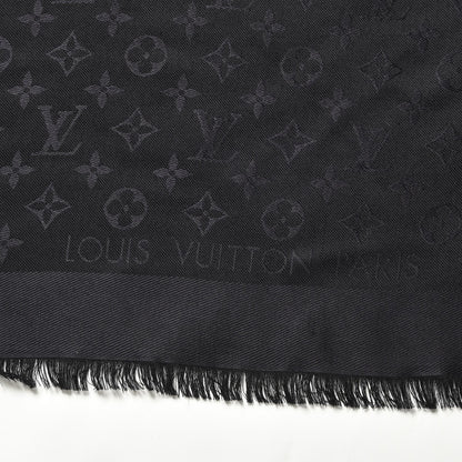 Louis Vuitton Silk Wool Monogram Shawl Black 3 of 4