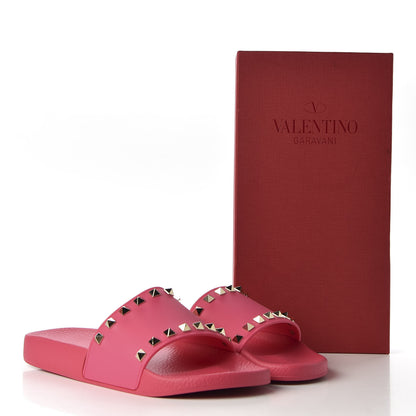 Valentino Garavani Rubber Rockstud Slide Sandals 40 Shadow Pink 9 of 9