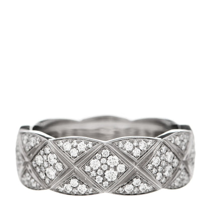 Chanel 18K White Gold Diamond Small Coco Crush Pave Ring 52 6 3 of 6