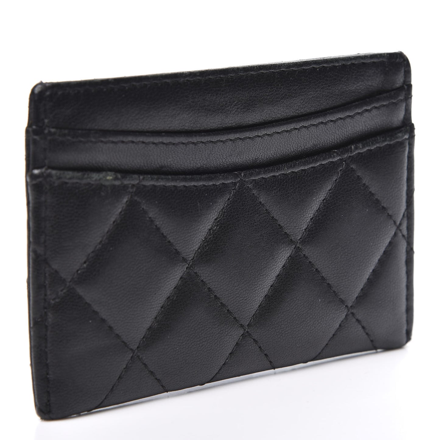 Lambskin Quilted Card Holder Black