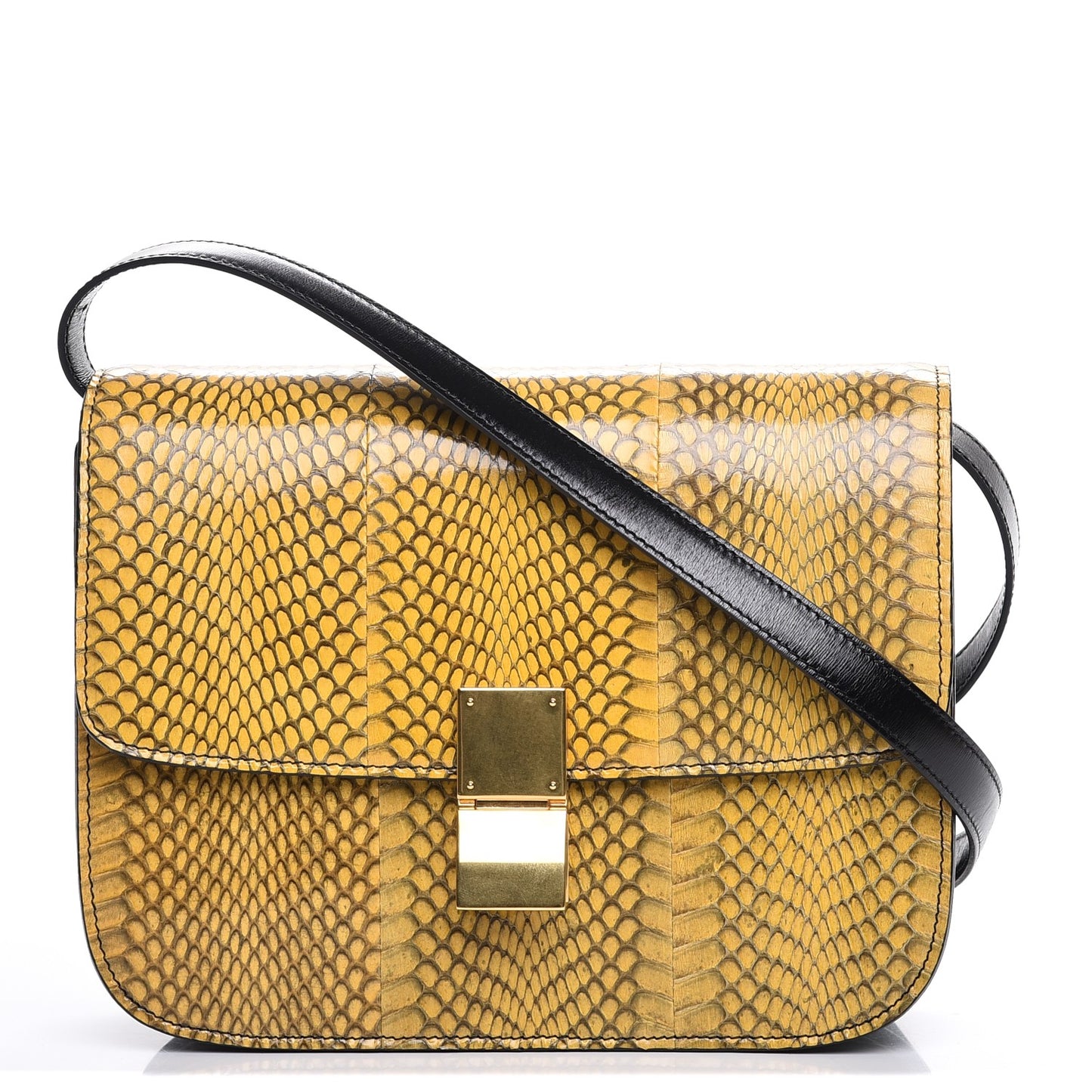 Cobra Calfskin Medium Classic Box Flap Bag Yellow