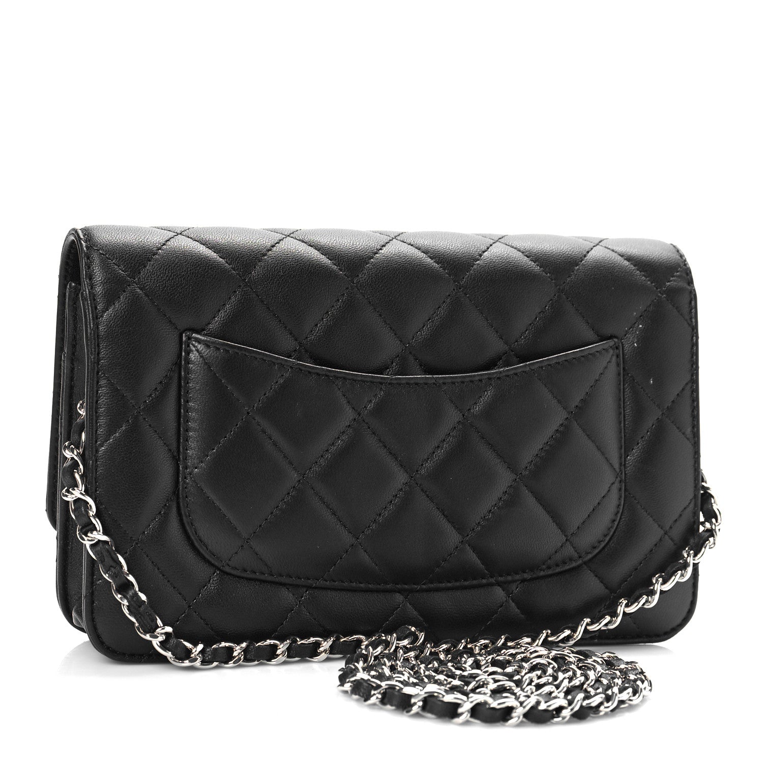 Chanel Lambskin Quilted Wallet On Chain WOC Black 2 of 13