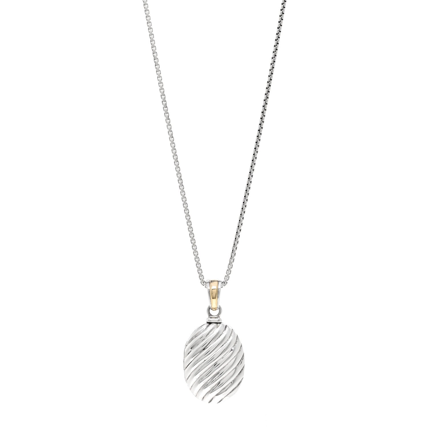 David Yurman Sterling Silver 18K Yellow Gold Oval Cable Locket Pendant 1 of 5