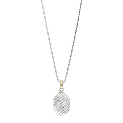 David Yurman Sterling Silver 18K Yellow Gold Oval Cable Locket Pendant 1 of 5