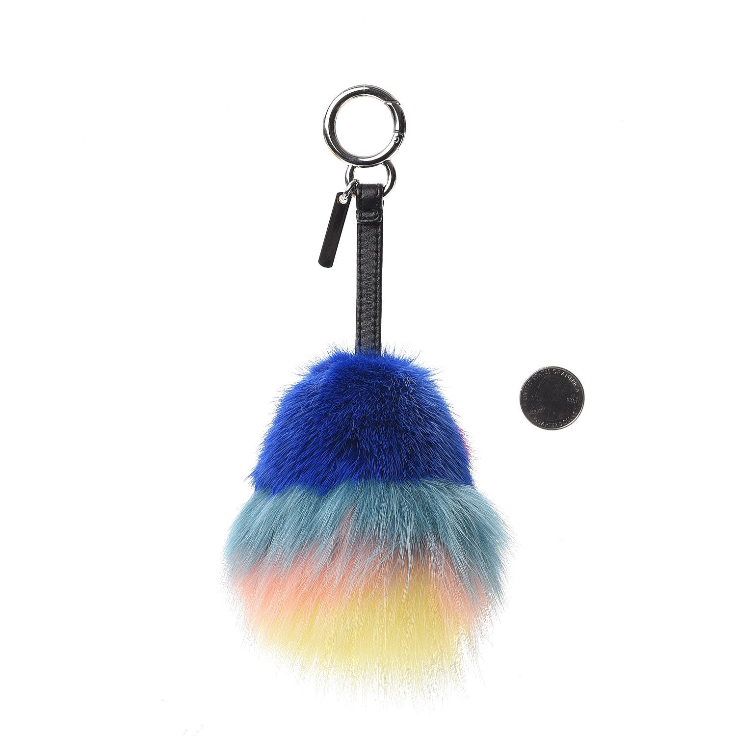 Fendi Mink Fox Fur Kid Monster Bag Bug Charm Blue Multicolor 2 of 5