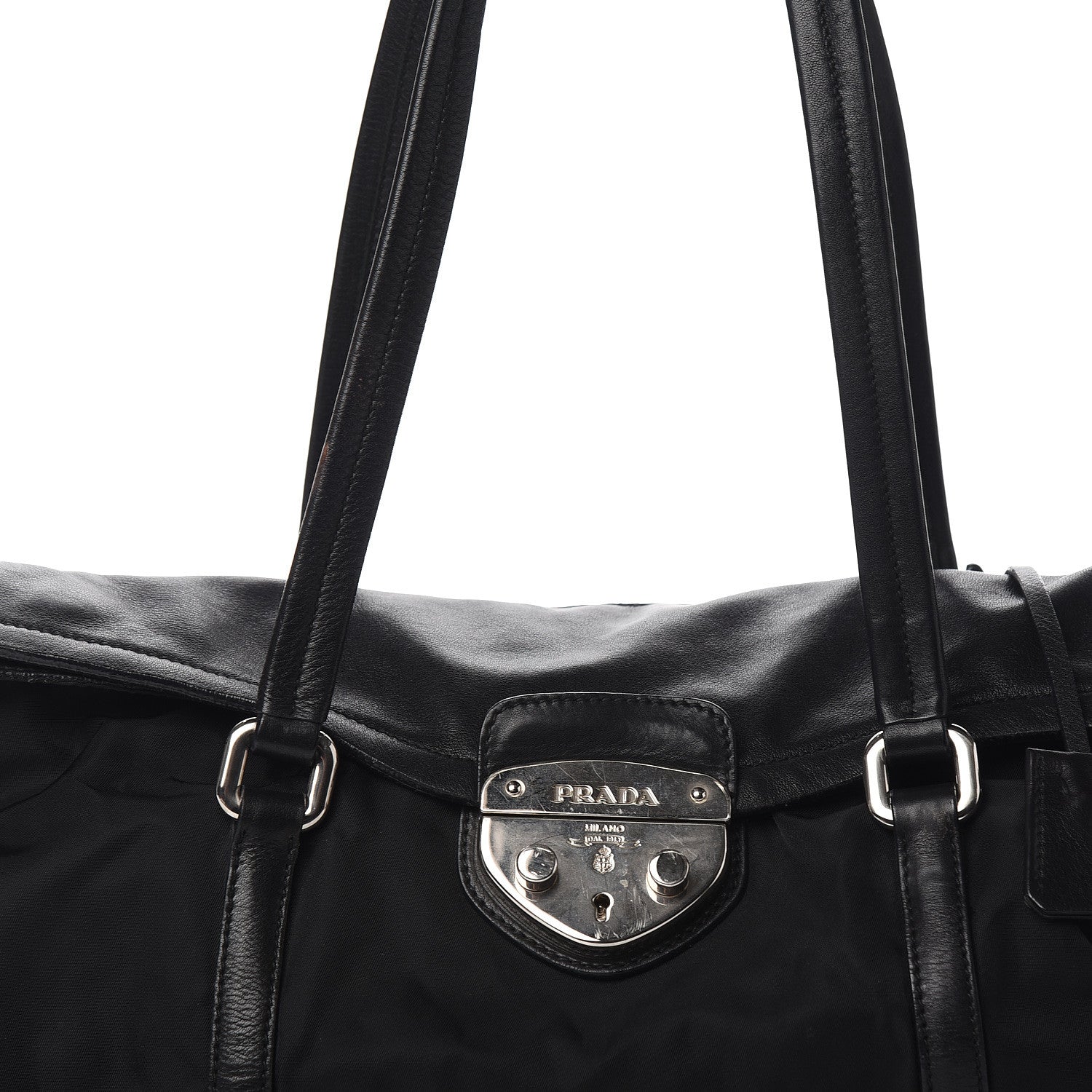Prada Soft Calfskin Tessuto Nylon Shoulder Bag Black 12 of 13