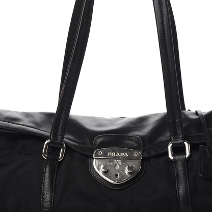 Prada Soft Calfskin Tessuto Nylon Shoulder Bag Black 12 of 13