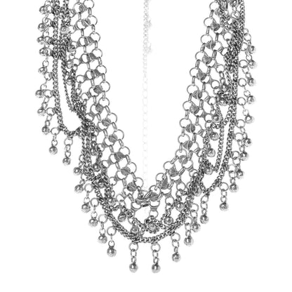 Saint Laurent Bell Bib Necklace Argent Oxide 1 of 5