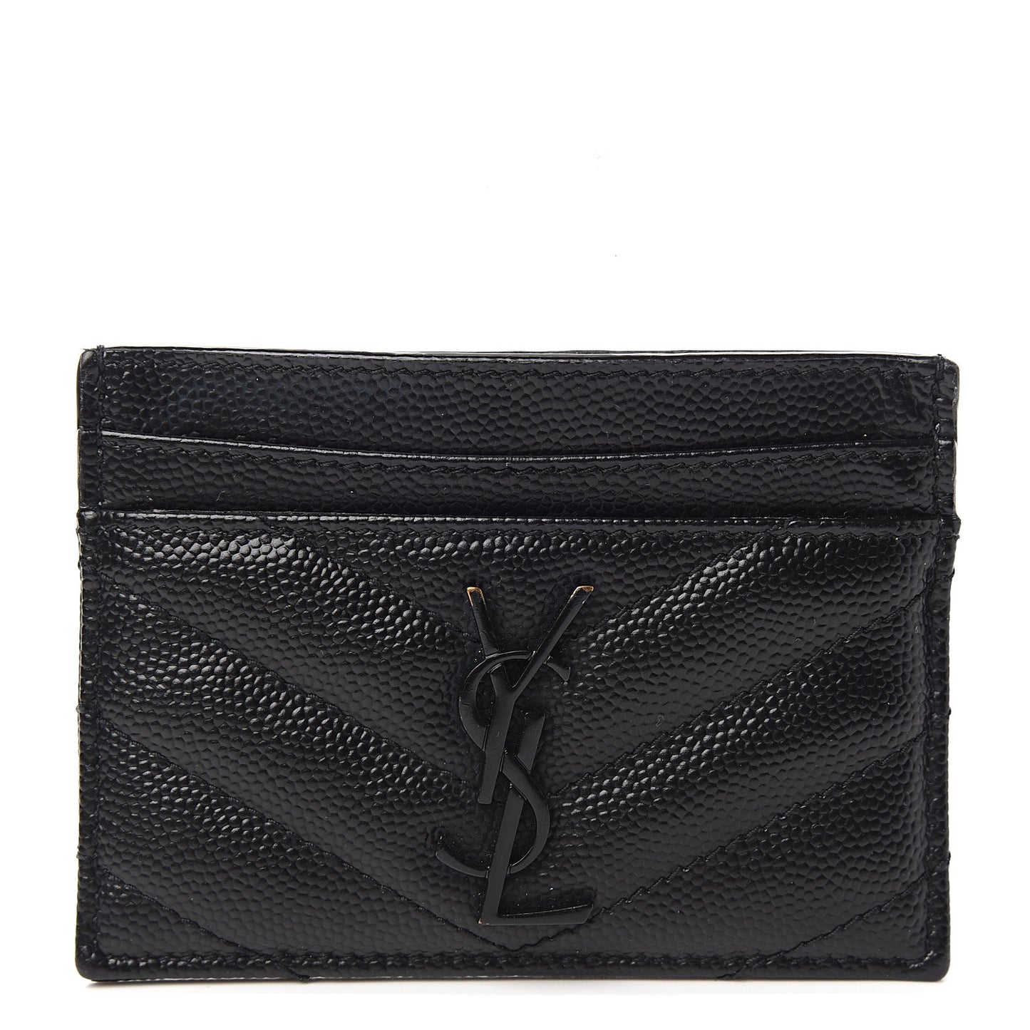 Grain De Poudre Matelasse Chevron Monogram Credit Card Case Black