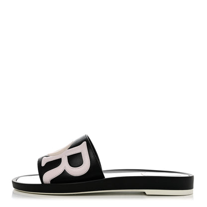 Christian Dior Calfskin Marina Slides 39.5 Black Rose 1 of 9
