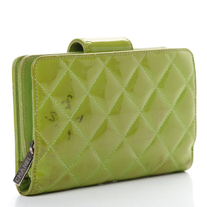 Chanel Patent Quilted Brilliant Zipped Pocket Wallet Green 2 of 18