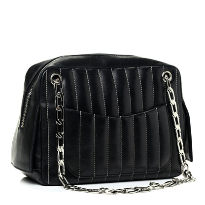 Chanel Lambskin Vertical Quilted Mademoiselle Small Camera Case Black 2 of 4