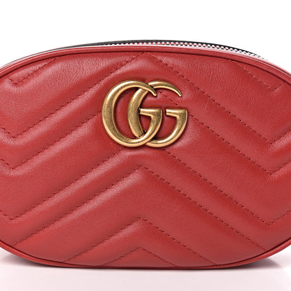 Gucci Calfskin Matelasse GG Marmont Belt Bag 85 34 Hibiscus Red 11 of 12
