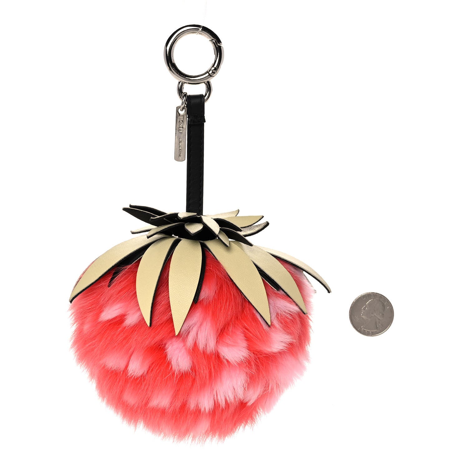 Fendi Fox Rabbit Fur Nappa Pineapple Bag Charm Rosa Scuro Banana Multicolor 2 of 4