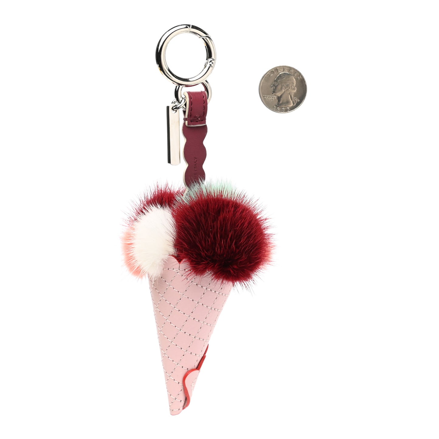Mink Fur Calfskin Fun Fair Bag Charm Multicolor